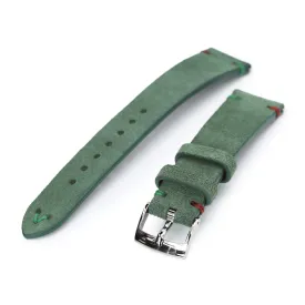 20mm Emerald Green Quick Release Italian Suede Leather Watch Strap, Red - Green St.