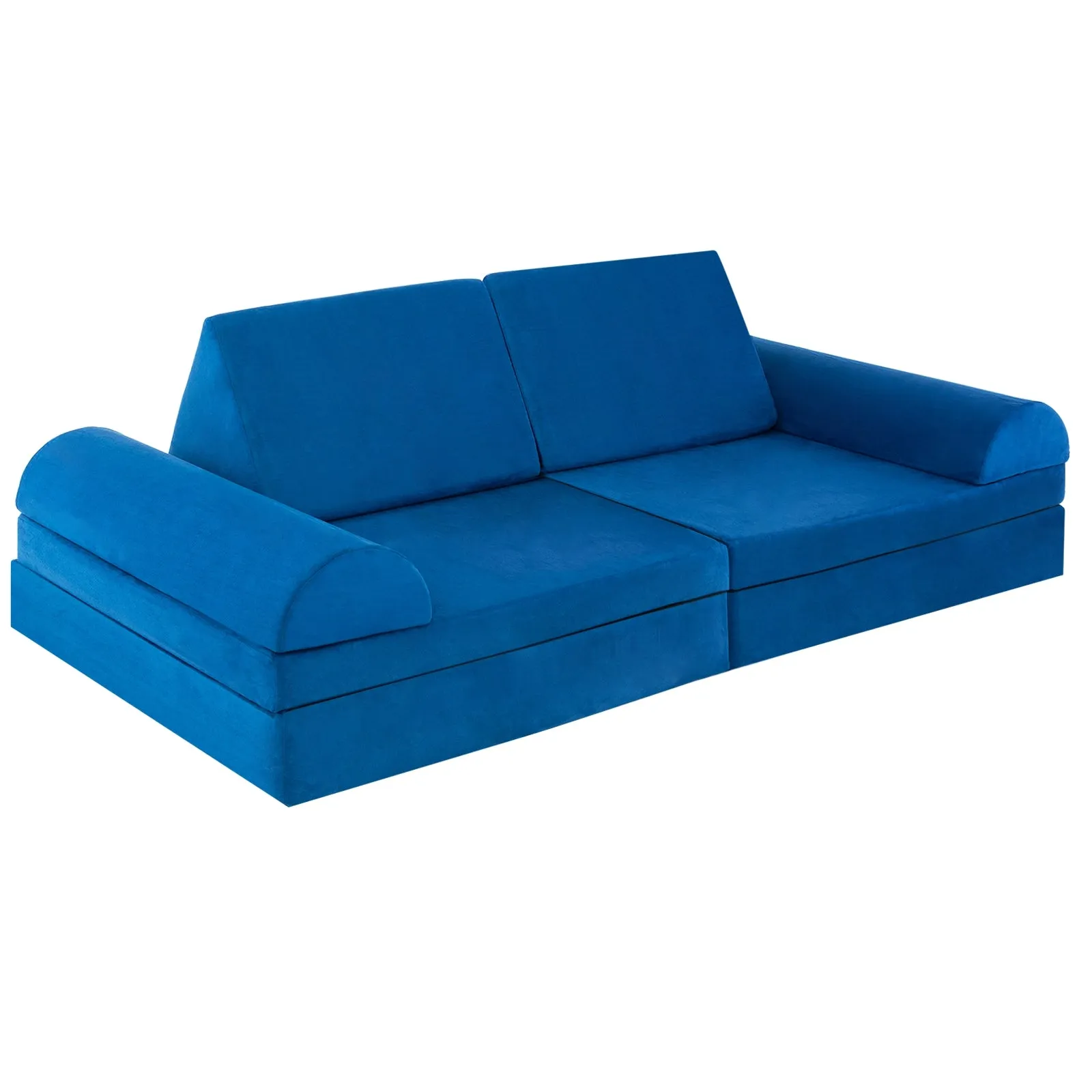 6 Pieces Convertible Kids Play Couch Set with Zipper-Blue