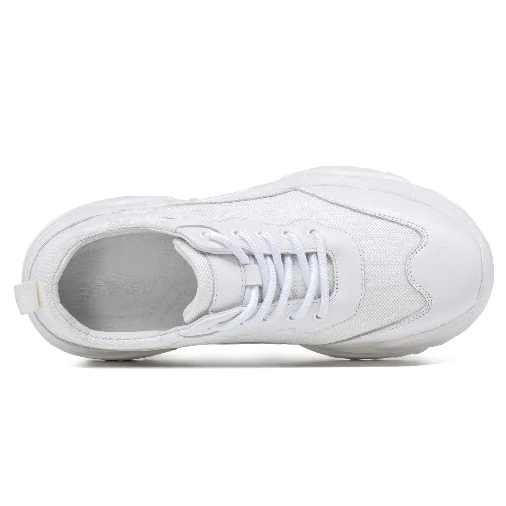 8 CM/3.15 Inches CMR CHAMARIPA Elevate Shoes - Women's White Wedge Sneakers