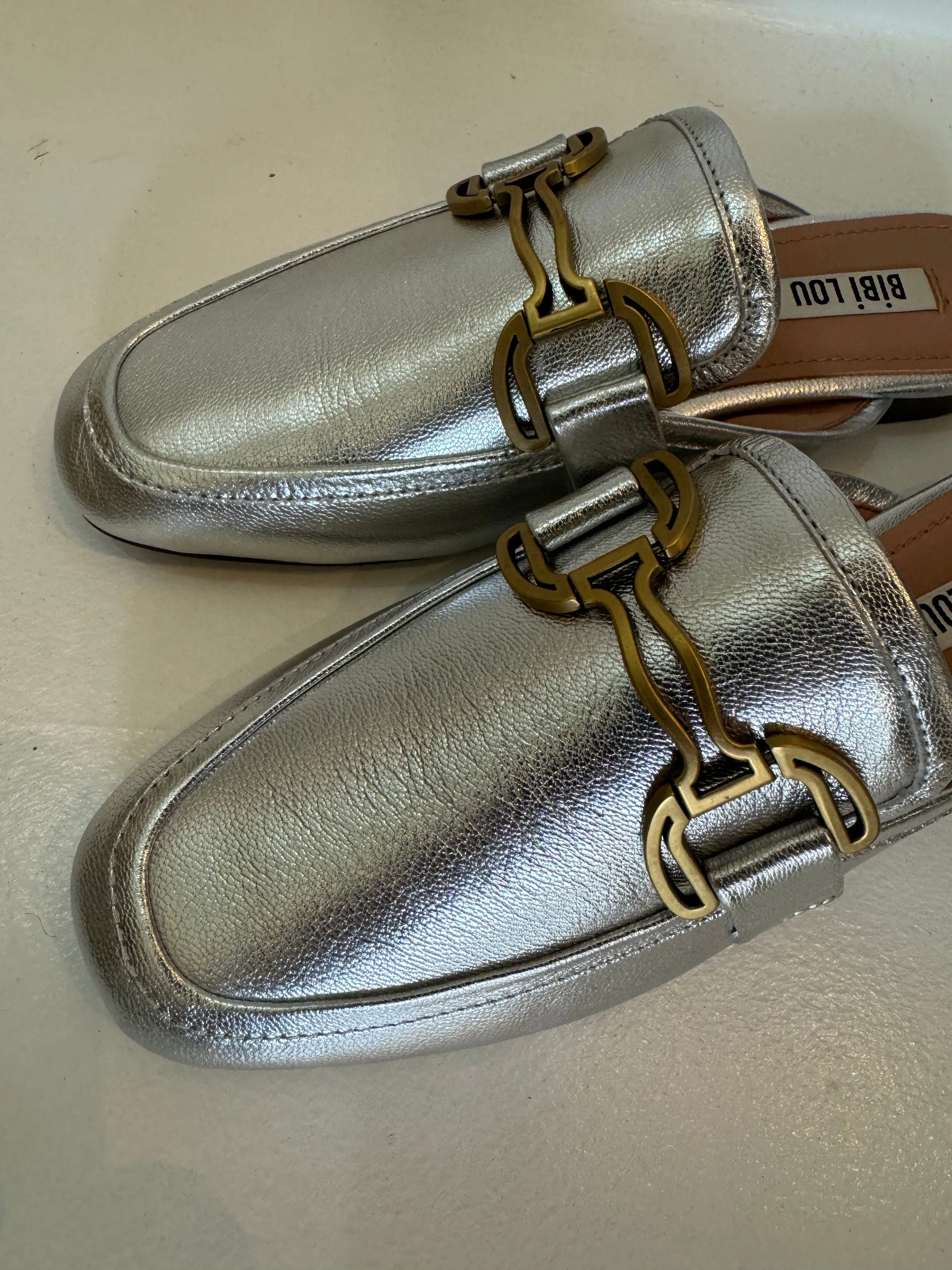 Bibi Lou Metallic Backless Slide Loafer