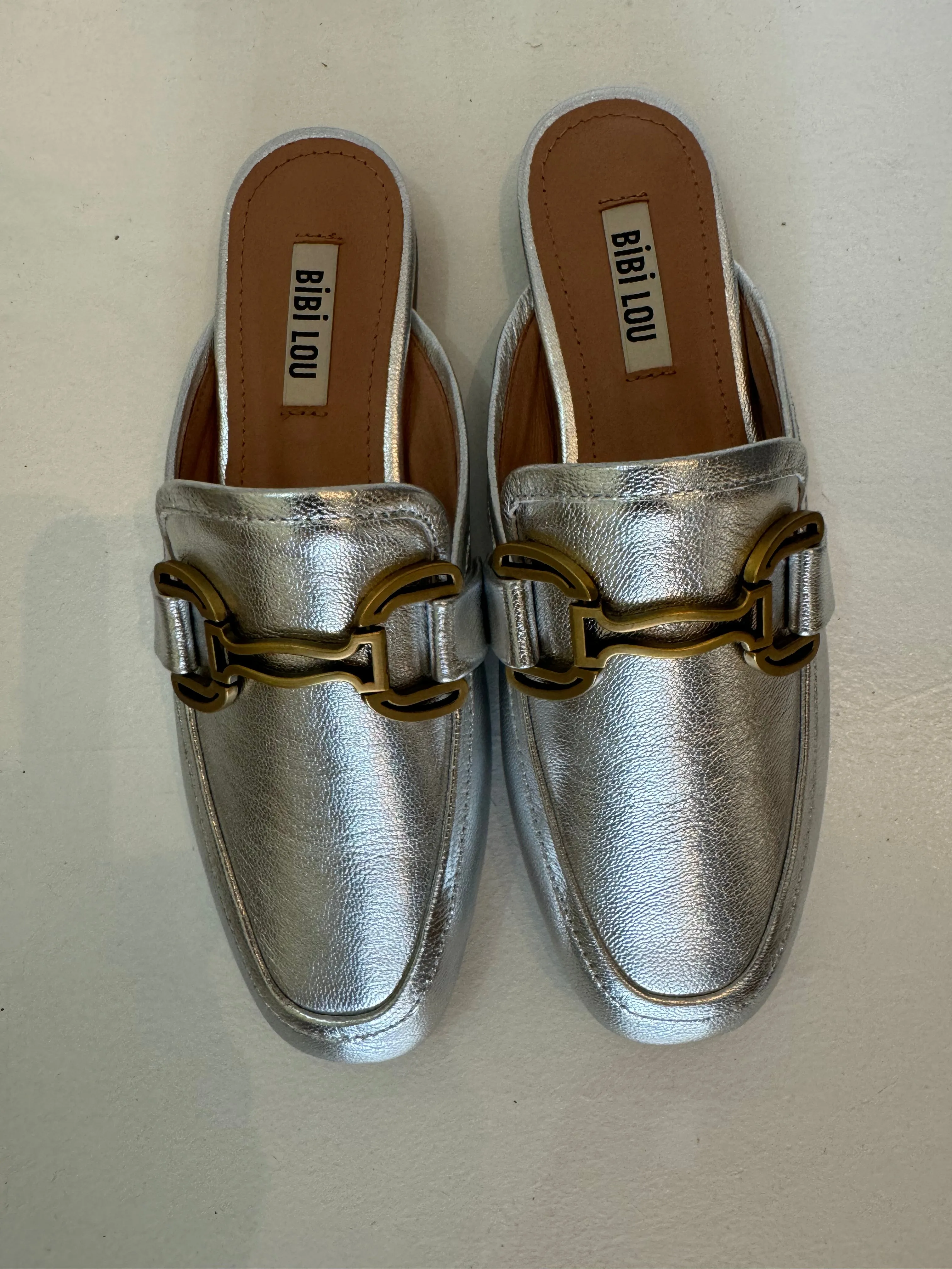 Bibi Lou Metallic Backless Slide Loafer