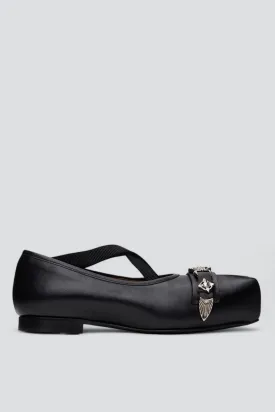 Black Polido Ballerina Flats