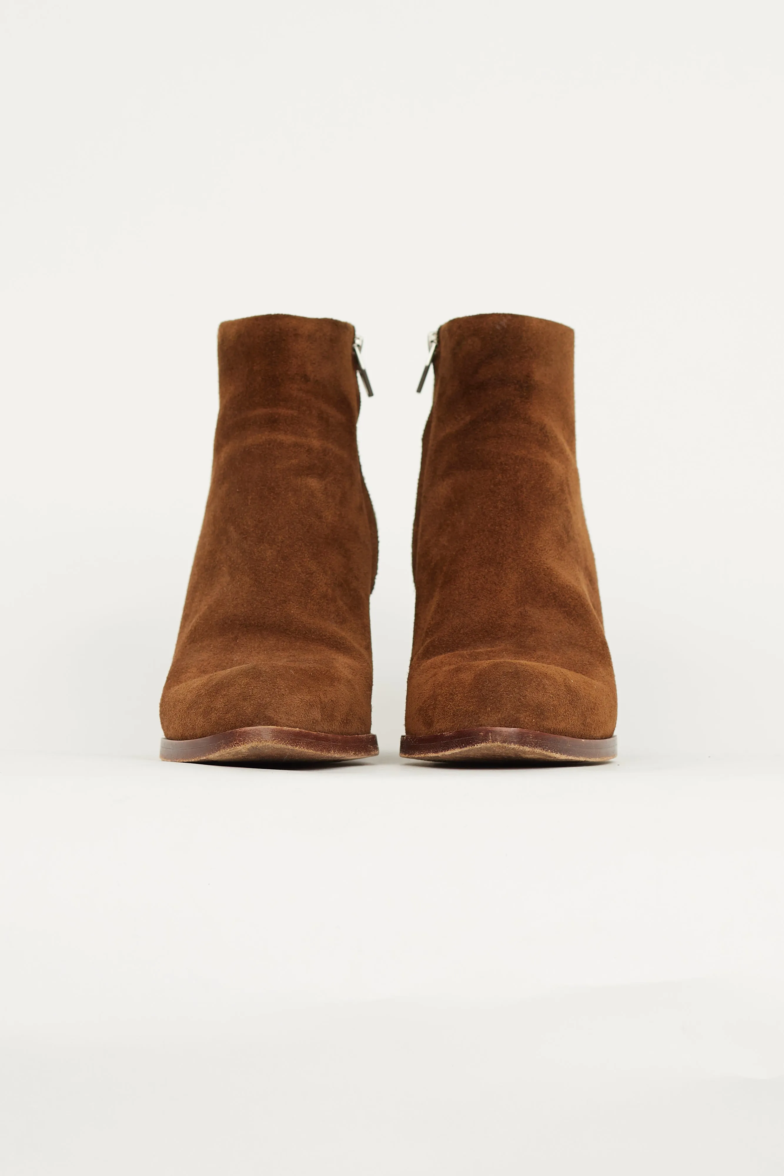 Brown Suede Cut Out Heel Boot