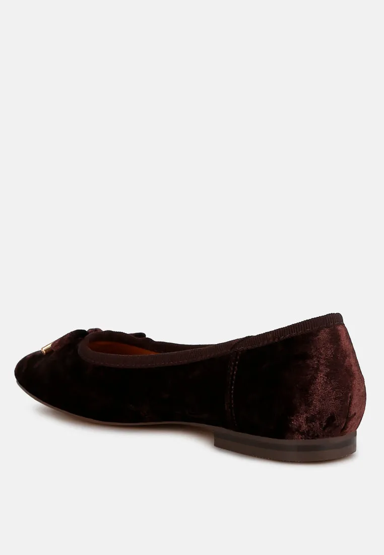 Buckrose Velvet Bow Ballerinas