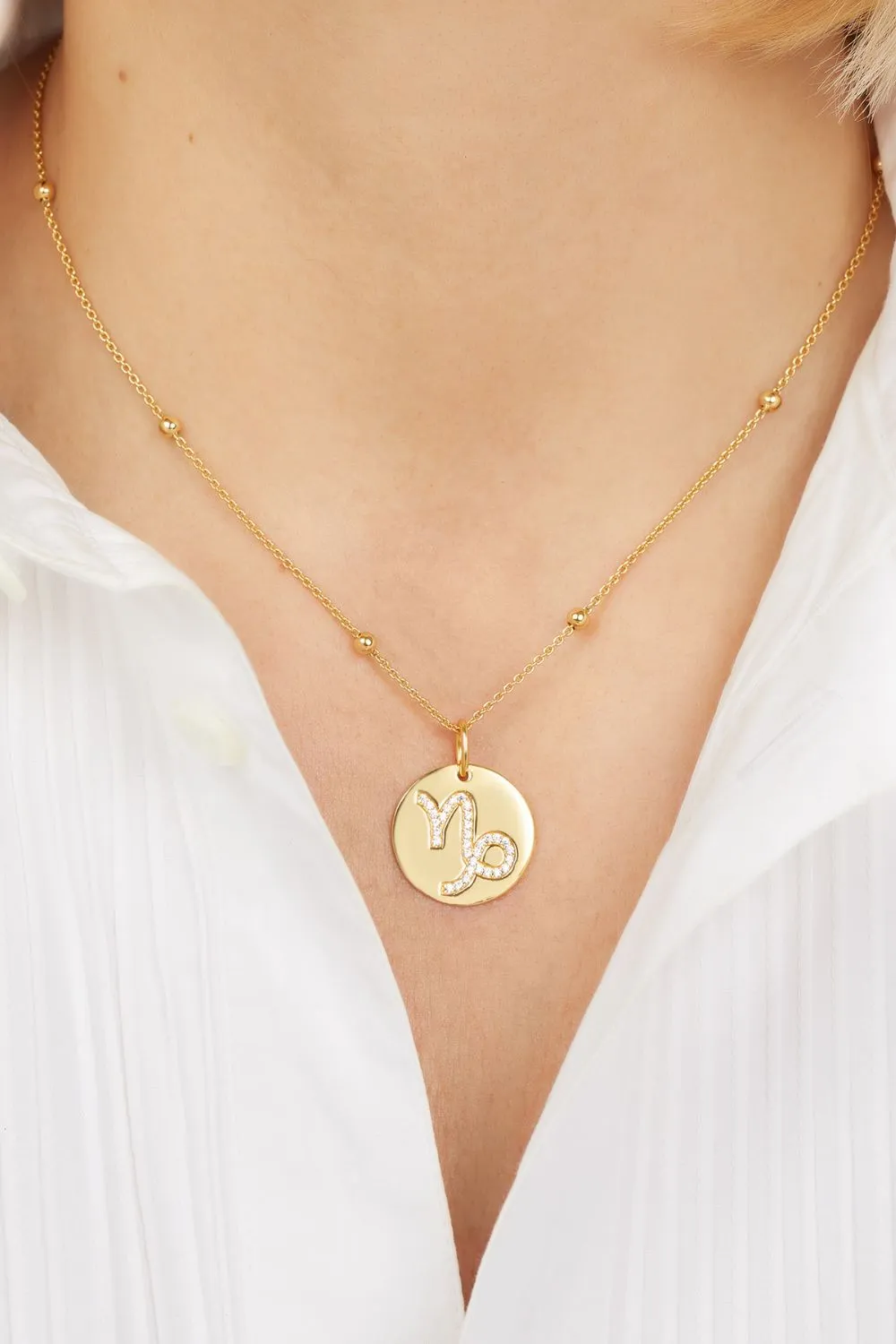 Capricorn gold vermeil zodiac disc