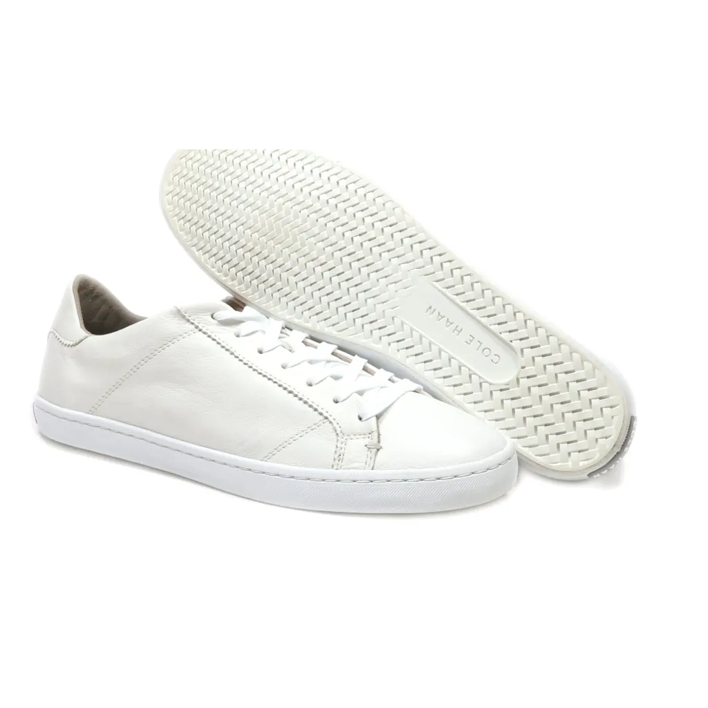 Cole Haan Mindi Lace Up Low-Top Sneakers Leather White Colour For Women