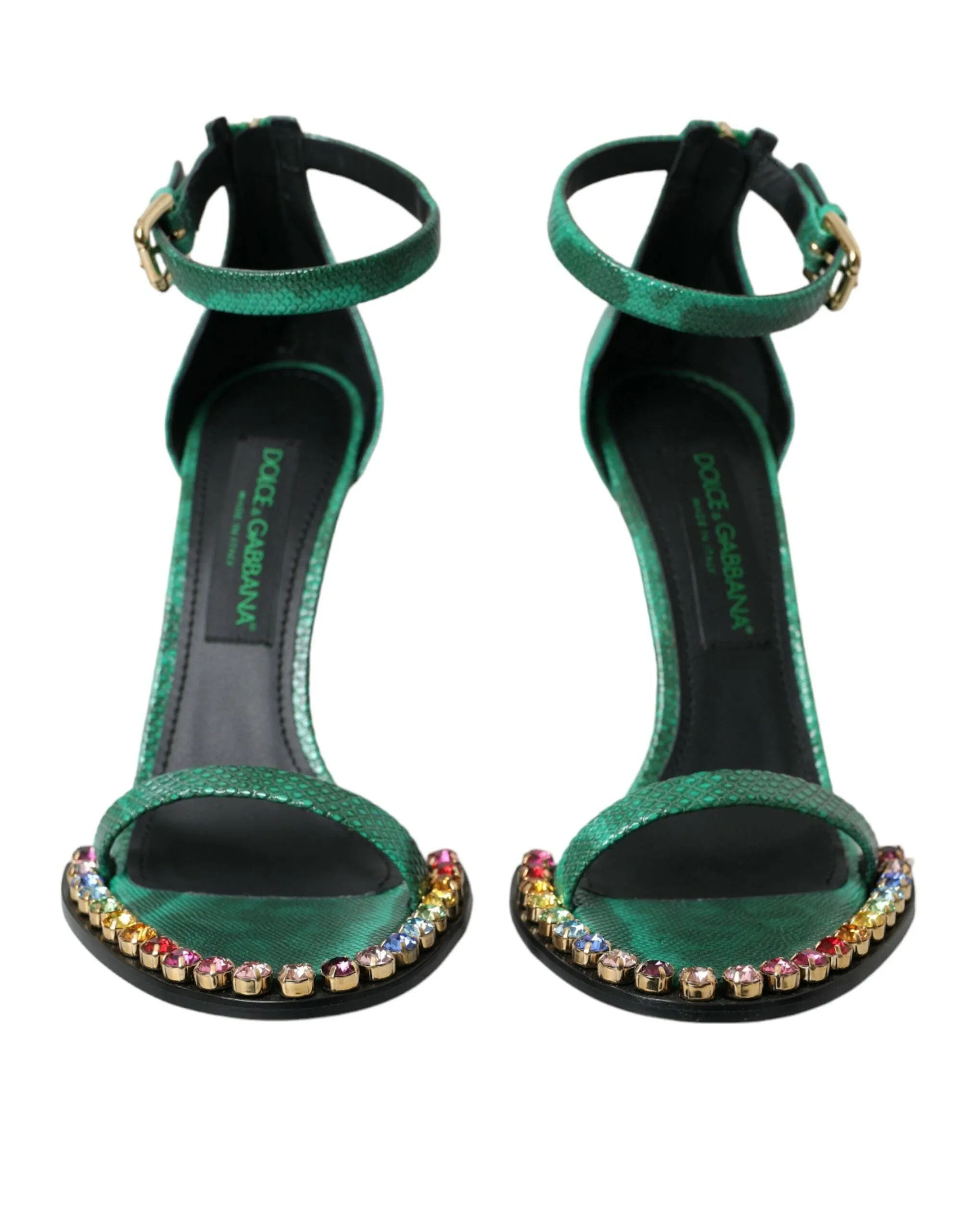 Dolce & Gabbana Green Crystal Bejeweled Sandals