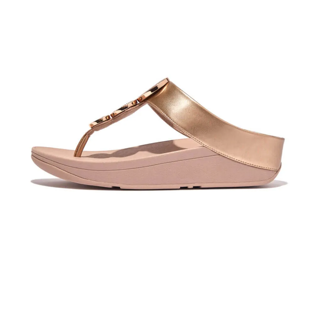 FitFlop Halo Bead Circle Metallic Sandals - Rose Gold