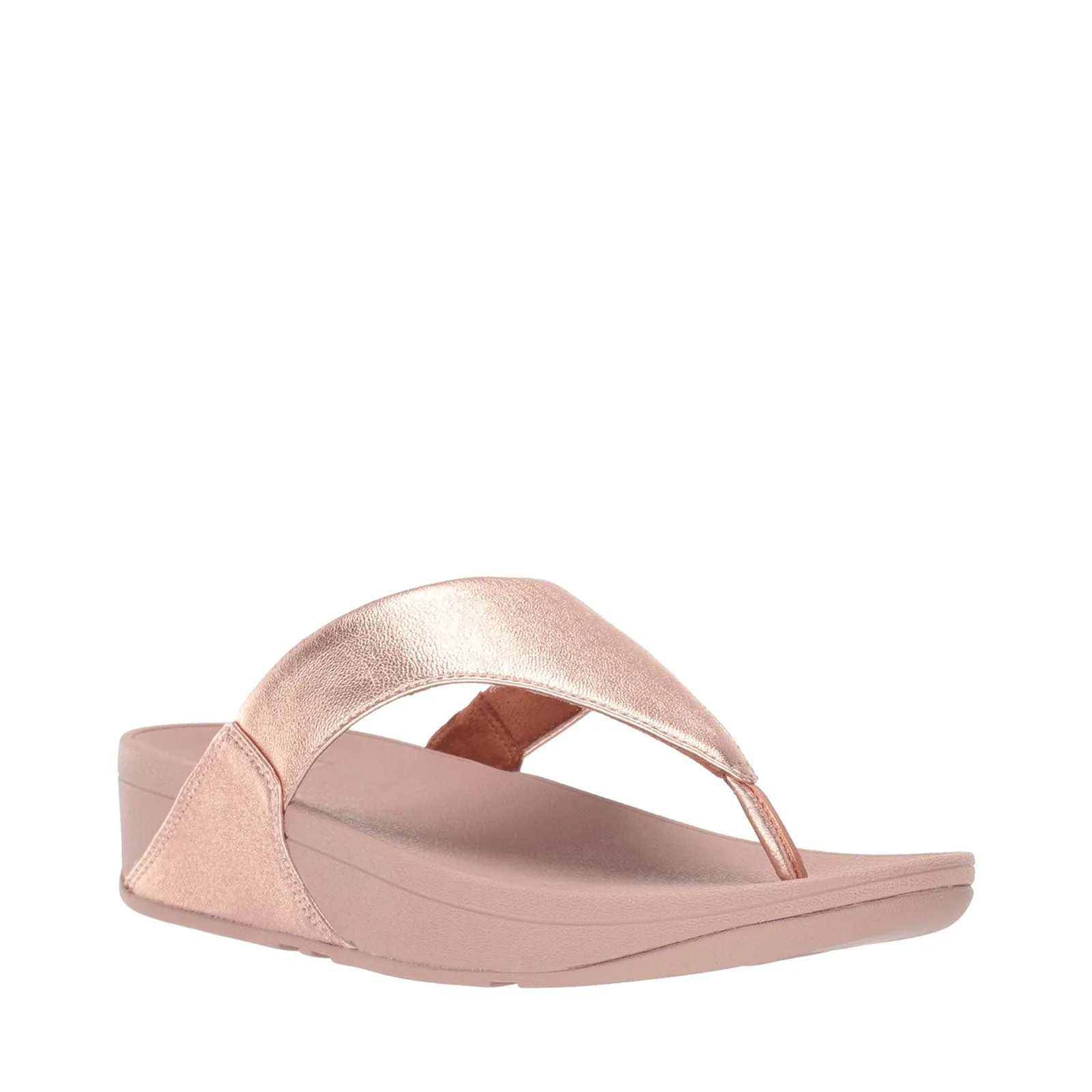 FitFlop Women's LULU Toe Post-Leather Flip-Flop, Rose Gold