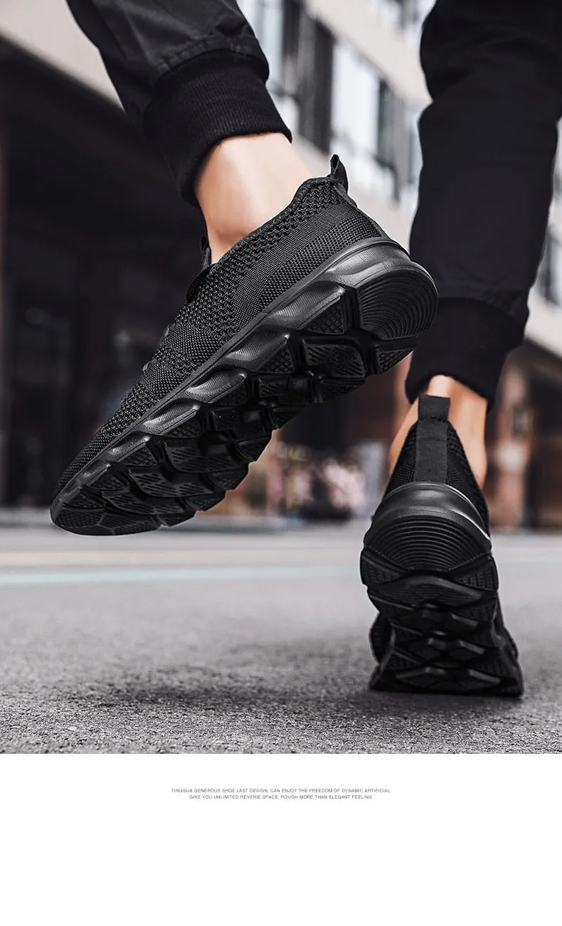 Hnzxzm Couple Casual Sports Shoes Men Women Mesh Breathable Comfortable Jogging Trainer Shoes Outdoor Walking Black Sneakers