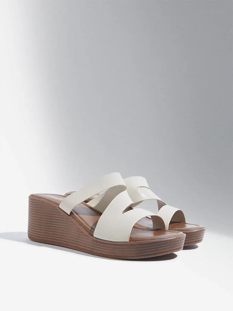 LUNA BLU Ivory Multi-Strap Wedge-Heel Sandals