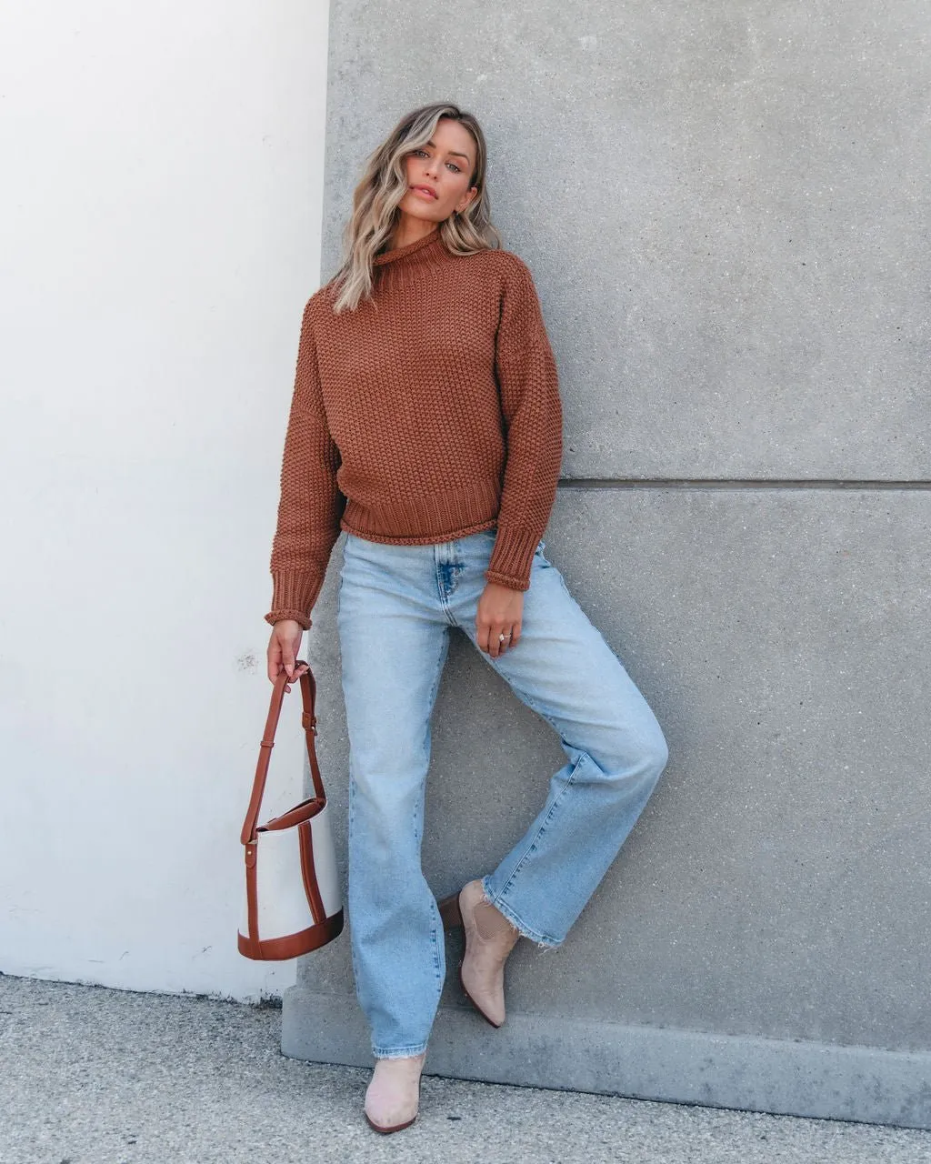 Maple Grove Chunky Turtleneck Sweater - Brown - FINAL SALE