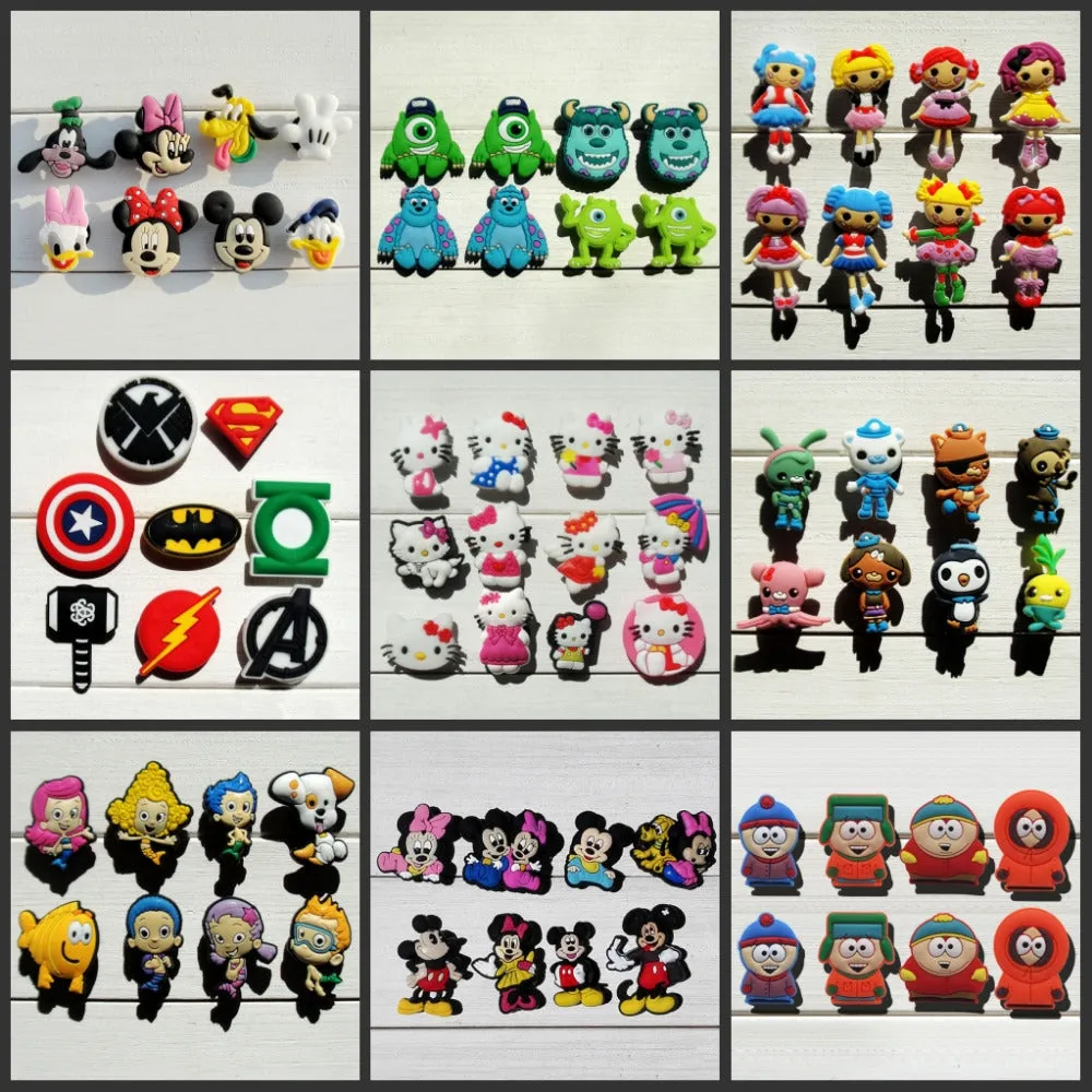 Mix Models 8pcs/lot Mickey Super hero Avengers South Park  shoe charms shoe accessories shoe decoration for croc jibz kids gift