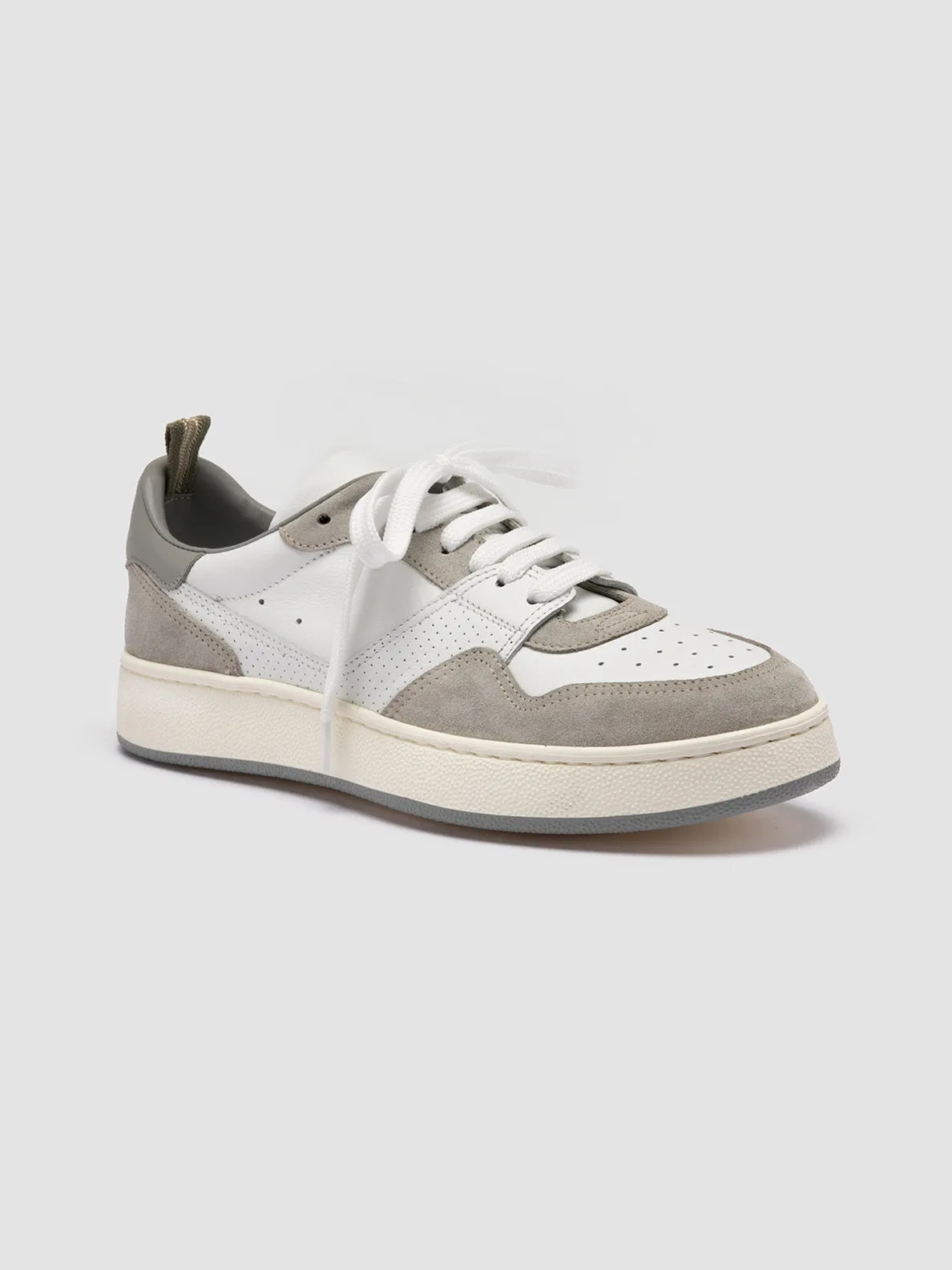 MOWER 120 - White Leather and Suede Low Top Sneakers