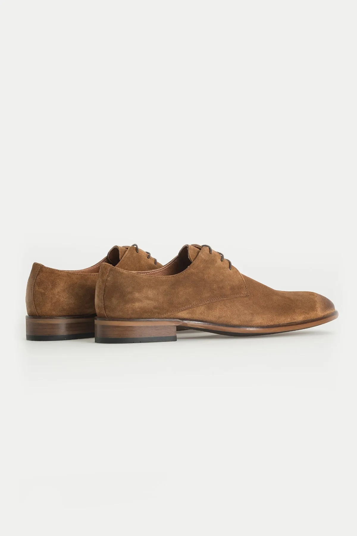 Navy Suede Casual Lace-Up Shoes in 100% Genuine Leather, Tan Suede