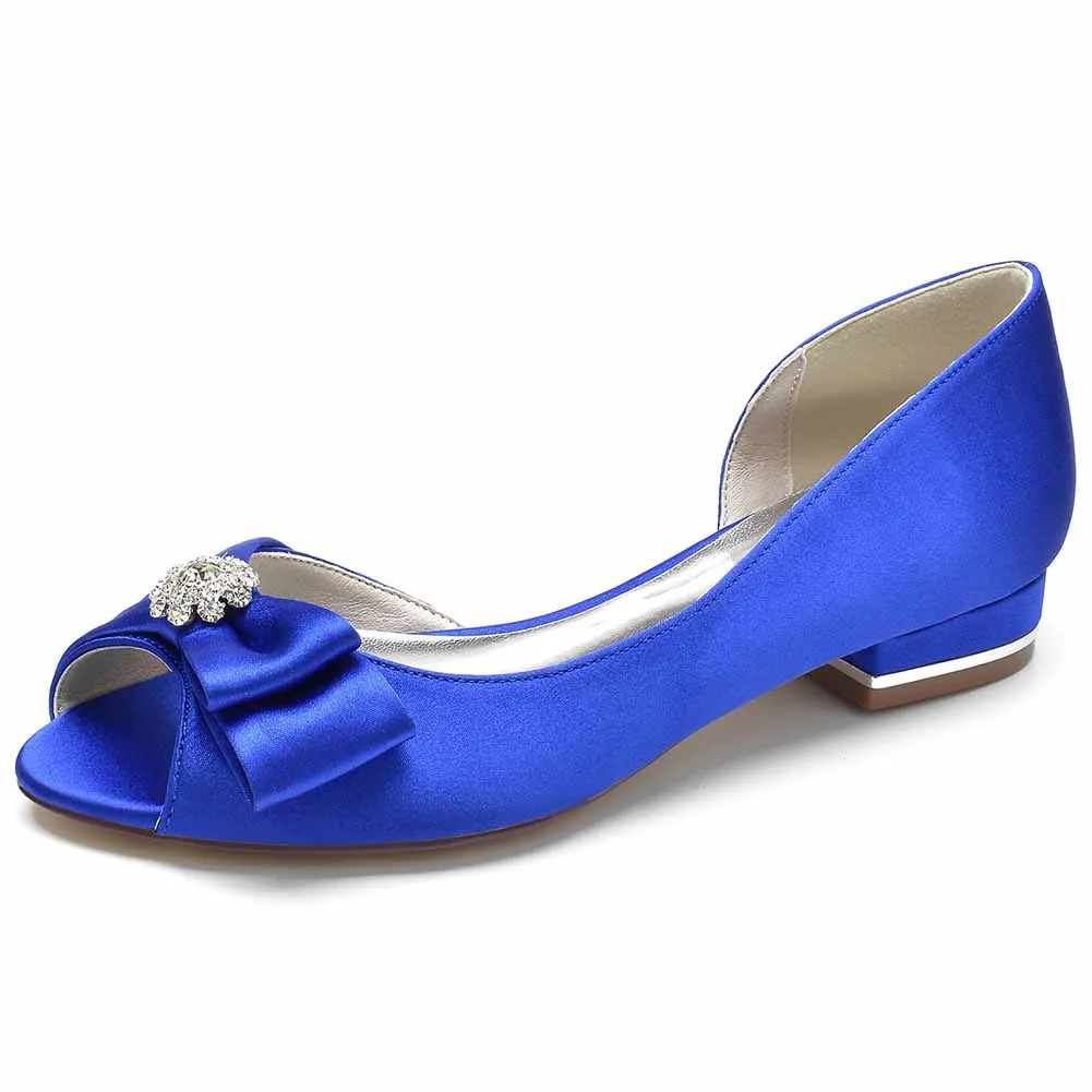 Open Toe Satin Formal Flats comfortable event shoes wedding shoes