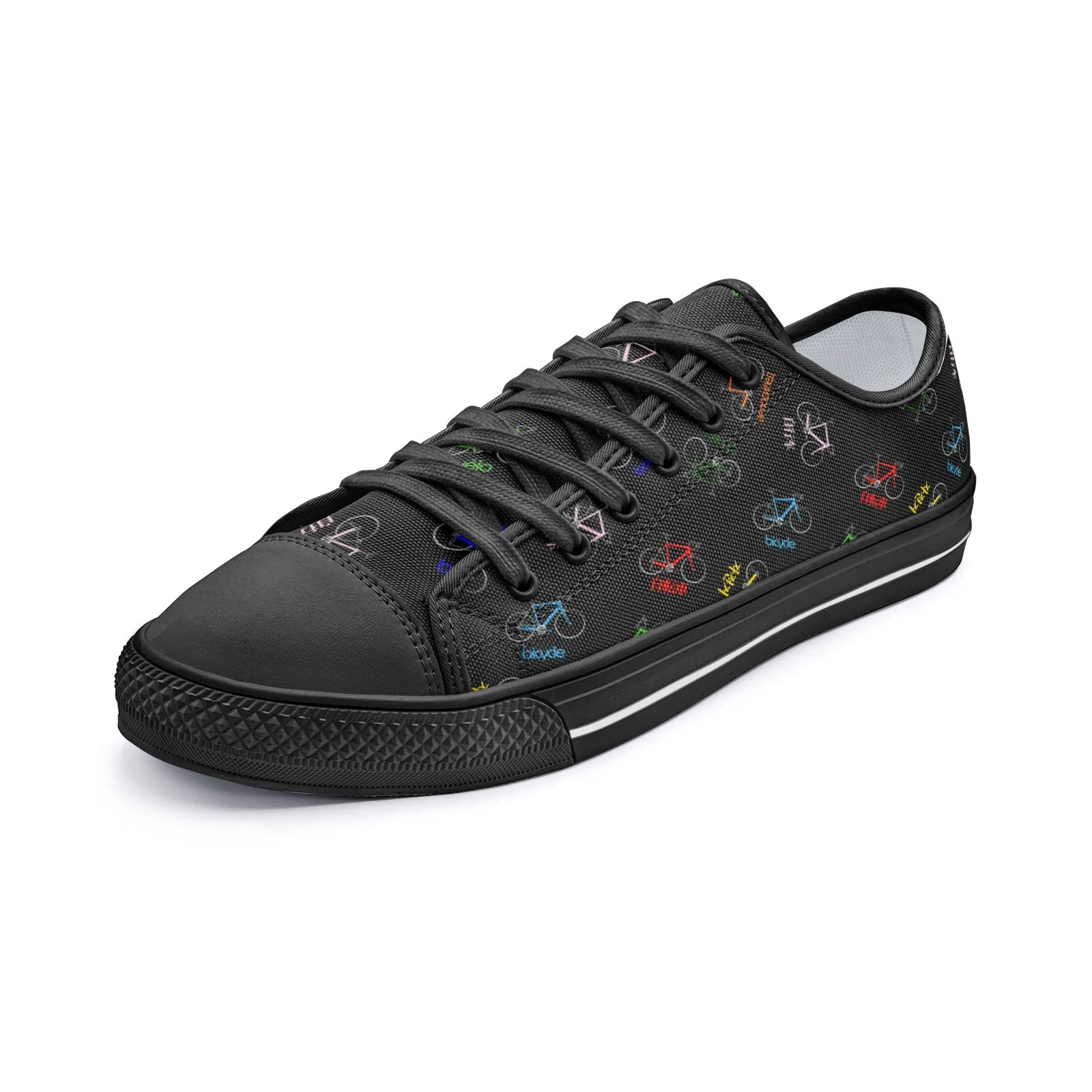 Polyglot Cyclist Unisex Low Top Canvas Shoes