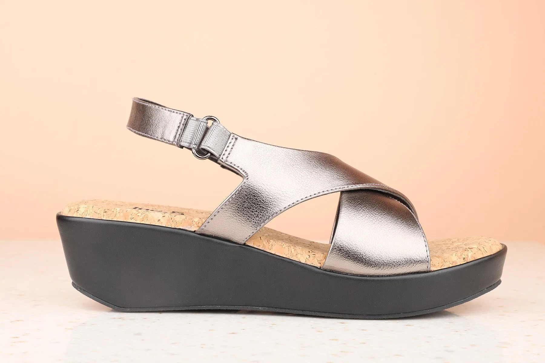 Women Pewter Wedge Heels